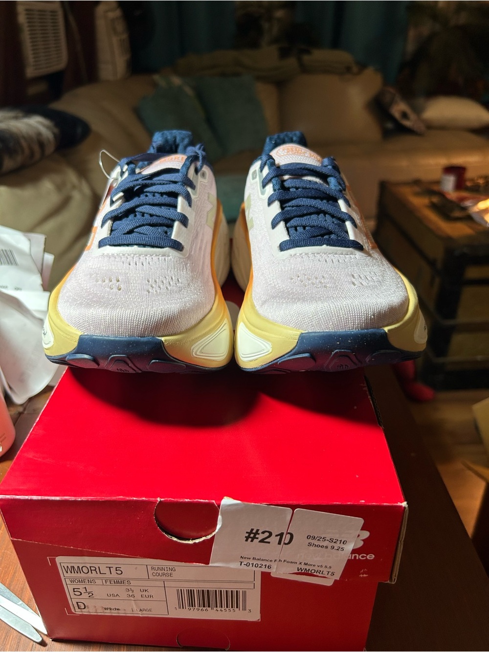 New Balance Women's Athletic Shoes - White, Navy & Yellow